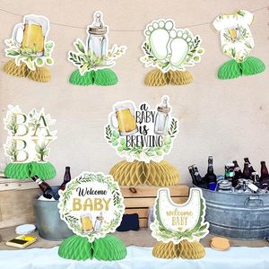 Décorations <span class=keywords><strong>de</strong></span> Baby Shower Thème 'Baby Brewing' et 'Beer' avec Verdure, 8 Pièces <span class=keywords><strong>de</strong></span> Centres <span class=keywords><strong>de</strong></span> Table en Papier Nid d'Abeille, pour Intérieur/Extérieur, Fête <span class=keywords><strong>de</strong></span> Révélation du Sexe - Product Image 6