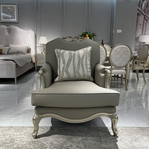 Franse luxe bank voor drie personen, woonkamer, Europese stijl, lederen bankstel, 123 combinatie, villa, hotelmeubilair - Product Image 3