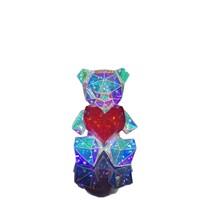 Lampe de table LED 30CM Ours en peluche lumineux 2026 avec film holographique coloré pour animaux de compagnie, décoration de fête d'anniversaire, ours en peluche qui embrasse un cœur, boîte cadeau