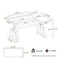 Bureau debout en L moderne personnalisé OEM/ODM avec rehausseur, table d'ordinateur portable réglable pour le bureau à domicile