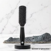 A460 Ensemble de six brosses à coussin d'air noires avec manche en PP, à picots massants, pour volume, style haut de gamme, démêlante, unisexe