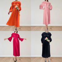 Robes plissées modestes grande taille pour femmes, couleur unie violet, style décontracté, coupe simple, taille unique, élégantes pour l'église, vente en gros