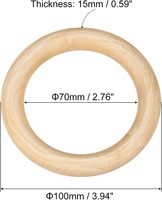 3 Pieces of 100mm (4 Inches) Natural Wood Rings 15mm Thick Smooth Unfinished Wood Rings for DIY Handmade, Knitted Lace, Pendants