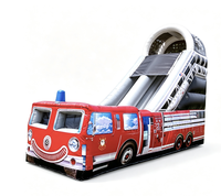 Toboggan gonflable en forme de camion de pompiers, toboggan gonflable sec en PVC pour enfants, idéal pour la location de fêtes et les parcs d'attractions
