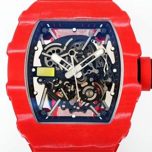 Reloj Mecánico de Fibra de <span class=keywords><strong>Carbono</strong></span> Rojo para Hombre, Diseño Completamente Hueco, Reloj de Diseñador, Estilo Ejecutivo y Casual, Reloj de Lujo 3502 - Product Image 1