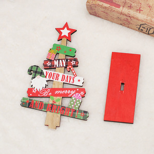 Wooden Christmas <b>Tree</b> Door Hanger With Holiday Messages Traditional Style Decorative <b>Ornament</b> For Home Or Gift - Product Image 1