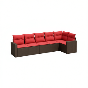 Conjunto de Sofás de Patio de Ratán Sintético Marrón para 6 Personas, Muebles de Exterior Duraderos, Diseño Contemporáneo, Estilo Moderno - Product Image 1