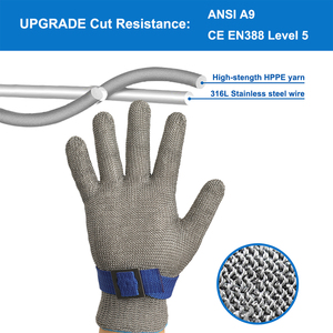 Ggg1008b Cấp 5 ANSI A9 Cut-Chịu Mài Mòn 316L Thép Không Gỉ Butcher Găng Tay Găng Tay Giết Sâm Chống-Cắt Làm Việc Cắt Găng Tay Bảo Vệ Găng Tay - Product Image 5