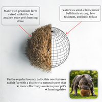 Balle de jeu pour animaux de compagnie en fourrure de lapin naturelle, jouet interactif pour chat, balle rebondissante élastique, jouet à mâcher pour chien, vente en gros, OEM, fournitures pour animaux de compagnie personnalisées