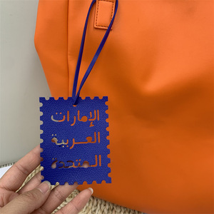 Arabic letter <b>charm</b>, PU leather square <b>charm</b>, tote <b>bag</b> accessory, Middle Eastern colorful decoration. - Product Image 2