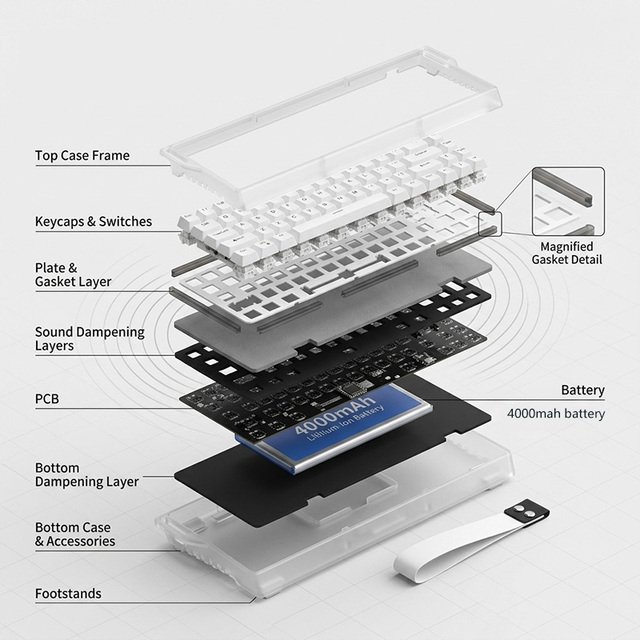 K68 Factory Direct Mechanical Keyboard 3 Mode Wireless BT Wired RGB Cool Gaming Keyboard Side Printed Double Color with Scarf