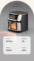 Friteuse à air électrique 10L/7L/8L en acier inoxydable et plastique, écran couleur visible, grande capacité, écran tactile intelligent, multifonction