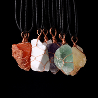 Pierre précieuse irrégulière cristaux de pierre naturelle pierres de guérison fil Wrap Rock brut clair Rose Quartz pendentif collier bijoux