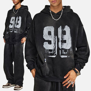 Sudadera con Capucha Extra Grande para Hombre, Lavada al Ácido, con Logotipo Personalizado Bordado, 100% Algodón, Estilo Urbano, Marca KingSen OEM - Product Image 1