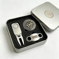 Outil de réparation de golf en alliage de zinc personnalisé, avec ouvre-bouteille, marqueur et niveau, et kit de création de balles, coffret cadeau