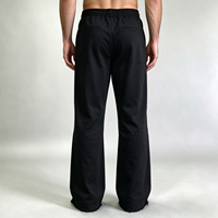 Pantalons et pantalons droits pour hommes en coton sergé noir, avec rivets personnalisés, fermeture éclair et taille plate, pour l'entraînement