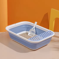 Bac à litière pliable pour chat avec pédale, toilette semi-fermée pour chaton, anti-éclaboussures
