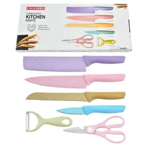 2024 vente chaude accessoires de cuisine couteaux de cuisine 6 pièces Kit blé paille couteau ciseaux éplucheur ensemble couteau ensemble