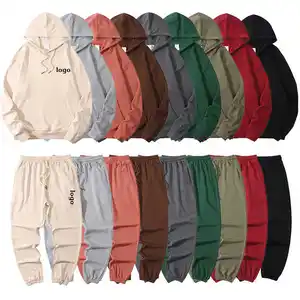 Hot Selling 100% Cotton Blank Oversized Thick Hoodie No String Heavyweight Drop Shoulder 500gsm Unisex Sweat Suit