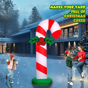 Bastón de Caramelo Navideño Inflable LED Impermeable de 6 Pies con Bayas de Acebo, Decoración Navideña a Rayas Rojas y Blancas para Jardín, Hogar, Fiesta - Product Image 5