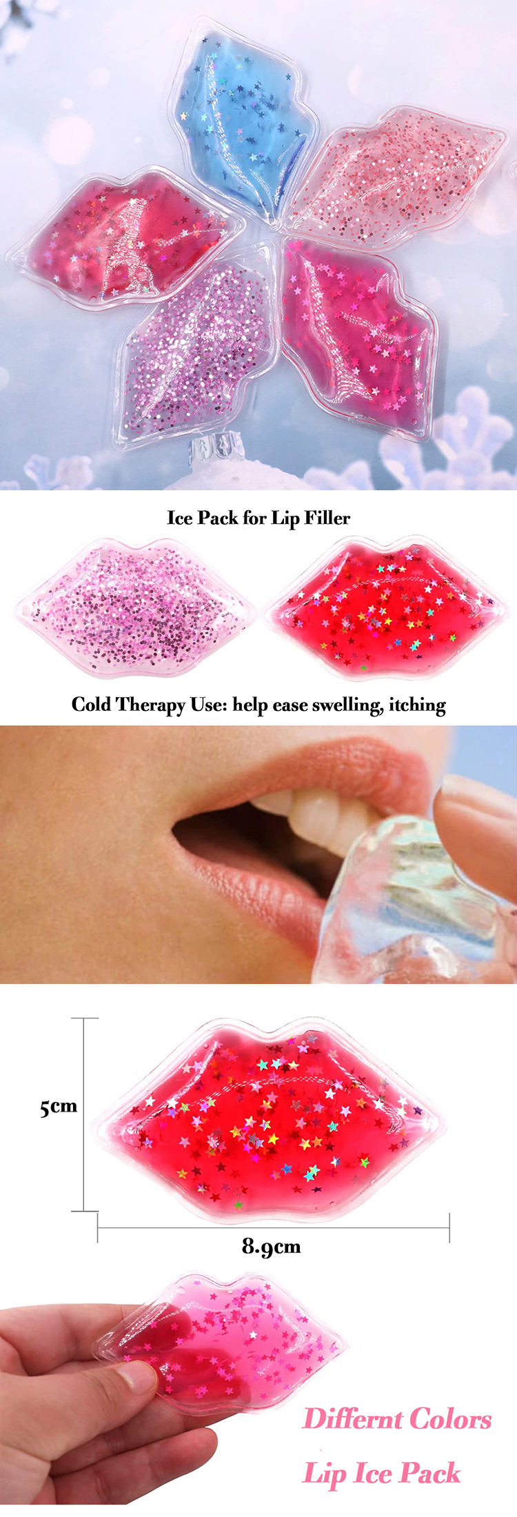 wholesale customized hot cold lip gel pack reusable lip ice pack cooling lip gel pack