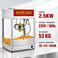 Machine à Popcorn Commerciale Électrique 16oz en Acier Inoxydable avec Plateau Chauffant et Enseigne POPCORN pour Cinéma