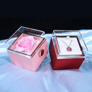 Caja de Regalo de Joyería con Diseño de Rosa Giratoria, Caja de Anillos de Acrílico para el Día de San Valentín, Caja de Almacenamiento de Collares, Expositor de Joyería, Regalos - Product Image 3