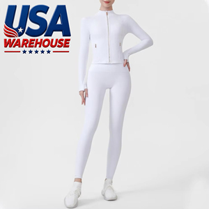 Conjunto de Pantalones y Chaqueta Corta de Yoga de Terciopelo Sólido para Mujer, Transpirable, Cintura Elástica Alta, Cálido para Otoño/Invierno, desde Almacén en EE. UU. - Product Image 1