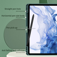 Casing Lipat Kulit dengan Tempat Pensil untuk Samsung Galaxy Tab S8 Ultra 14.6 Inci SM-X900 X906 360 Sarung Tablet Putar