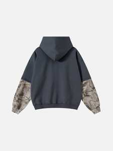 Sudadera con Capucha Extra Grande para Hombre con Mangas con Estampado de Mármol, Sudadera Informal de Algodón Francés para Otoño - Product Image 2