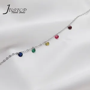 Cinco colores de diseño para mujer colorida de cristal de circón pulseras de cadena