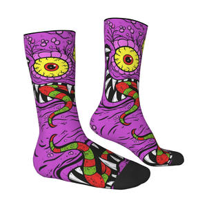 جوارب شتوية مخصصة مخصصة مع طاقم محبوكة مع نمط وحش ثلاثي العينين وخيار ملون قابل للتغيير - Product Image 2