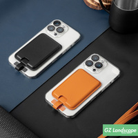 Porte-cartes magnétique pratique pour téléphone portable avec logo personnalisé Portefeuille en cuir artificiel pour téléphone portable avec dragonne