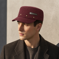 Casquette Cadet Rétro en Daim WEINI avec Logo Personnalisé, Patch en Cuir et Rivets Métalliques – Vente en Gros