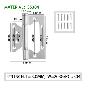 201 304 acciaio inox 2 cuscinetti a sfere a filo porta cerniera di 180 gradi a farfalla cerniera <span class=keywords><strong>per</strong></span> legno camera da letto scuola ospedale - Product Image 5