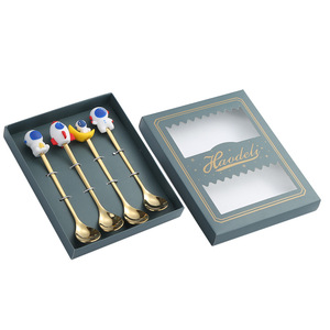 Creative Cartoon Astronaut Stainless Steel Spoon Gift <b>Box</b> Coffee Dessert Soup Stirring Spoon Set - Product Image 5
