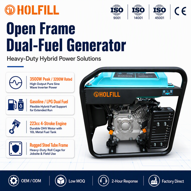 Cost Effective 3500W Dual Fuel Inverter Generator 223cc OHV Open Frame Gasoline LPG Generator for Emergency Backup Hub