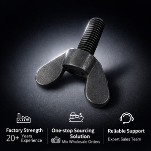 Vis à oreilles et vis à molette en acier au carbone <span class=keywords><strong>noir</strong></span> zingué DIN 316 métriques avec tête ovale et pointe plate - Product Image 1