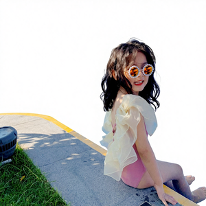 女童幼儿小女孩连体雪纺荷叶边温泉泳衣直销全新 - Product Image 1