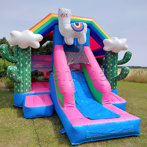 Château gonflable Alpaca avec toboggan pour enfants Castillo Con Tobogan Inflable Combo Bounce House and Wet Dry Slide - Product Image 2