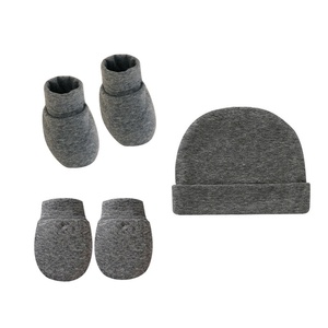 Conjunto de 3 Peças para Bebê: Gorro, Luvas e Botinhas, Cor Sólida, Touca de Recém-Nascido, Gorro Respirável de Algodão para o Inverno - Product Image 5