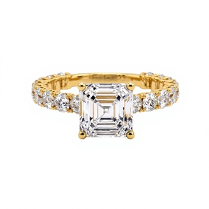 Bague en or 18 carats plaqué or avec diamant de laboratoire taille princesse certifié IGI, couleur D, unisexe, pour fiançailles et mariage - Product Image 3