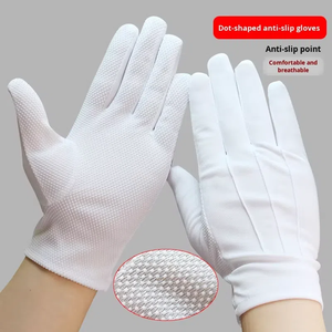 Guantes DE SEGURIDAD antideslizantes de plástico con cuentas de puntos blancos y negros para conductores Diseño de <span class=keywords><strong>conserje</strong></span> ceremonial transpirable de tres costillas para hombres y mujeres - Product Image 4