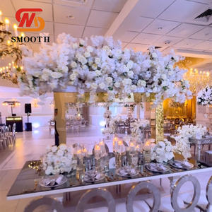 Miroir en métal de luxe lisse en acier inoxydable blanc/noir/or Rectangle taille personnalisée support de fleurs centre de table décor de mariage - Product Image 5