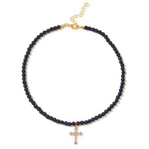 Nouveau collier minimaliste en pierres naturelles avec croix chrétienne, style rétro simple, luxe léger, nouveau style, collier en pierres précieuses pour homme et femme - Product Image 6