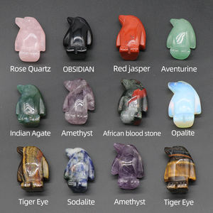 מיני מגולף בעלי חיים קטנים למחצה יקרים חצי-יקרים קריסטל קרחוני אבן פינגווין אגטה - Product Image 6