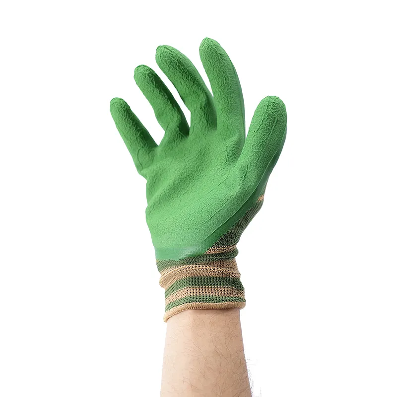 13G grün Polyester grüner Latex-Schaum arbeitend doppelte Latex-Schaumbeschichtung Handschuh