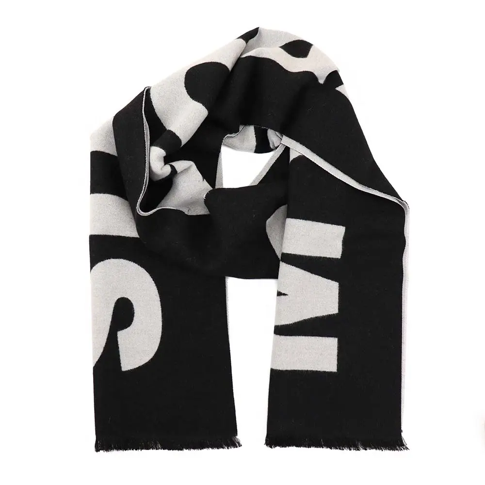 Wool Black Designer Winter Scarfs Cashmere Custom Luxury Tassel Mens Jacquard Scarf Design Manufacturers Men