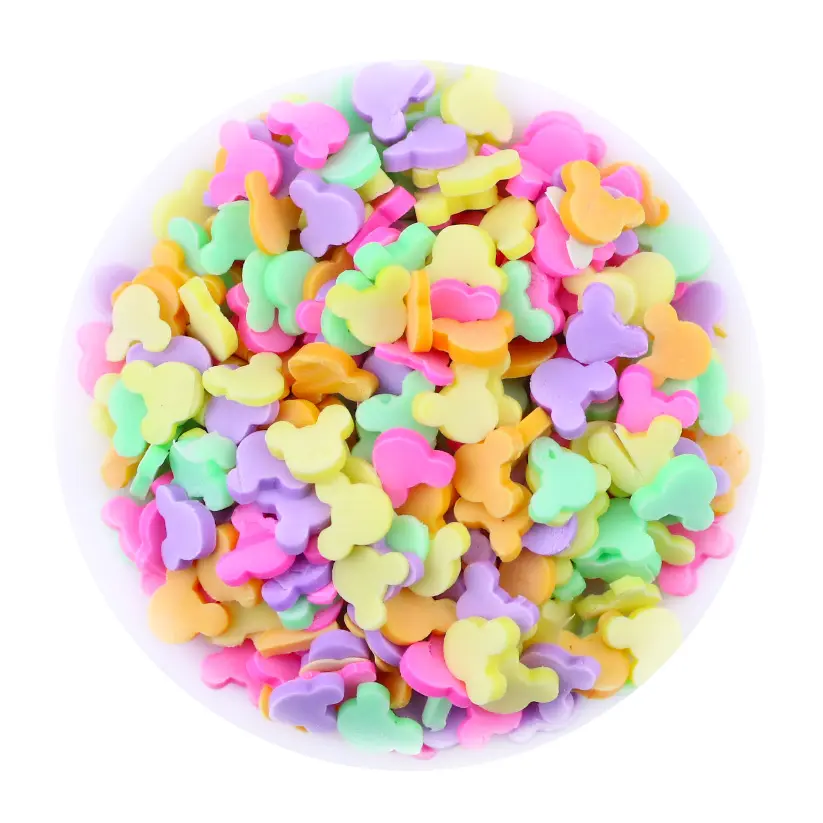 1Kg/Tas Kawaii Multi Warna Mouse Ear Polimer Tanah Liat Mouse Ear Irisan Taburan untuk Slime Kerajinan Nail Art