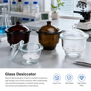 Écrousseur en verre borosilicate résistant aux hautes températures Degao, transparent ou ambré, disponible en 150/210/300 mm pour stockage à sec en laboratoire - Product Image 2